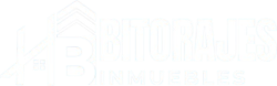 logo hb inmuebles bitirajes. blanco horizontal